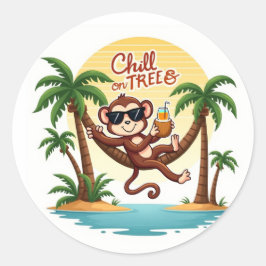 Redonda Chill Monkey Personalizado Jungle Pegatina