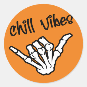 Redonda Chill Vibes Skeleton Hand Pegatina