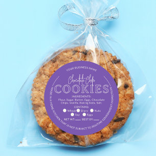 Redonda Chip de chocolate morado Cookies Pegatina de cabañ