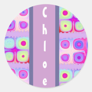 Redonda CHLOE - Pegatina de Círculos festivos de nombre pe