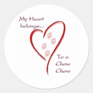 Redonda Chow Chow Heart Pertenece - Pegatina