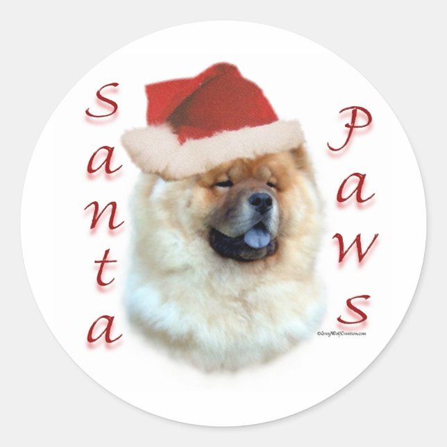 Redonda Chow Chow Santa Paws - Pegatina (Anverso)