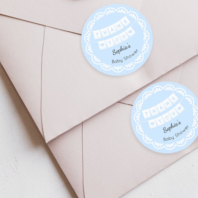 Redonda Cielito Lindo Blue Baby Shower Gracias Pegatina (Subido por el creador)