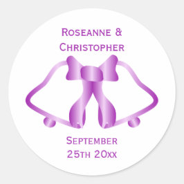 Redonda Cintas De Pegatina De Invitación A La Boda Púrpura
