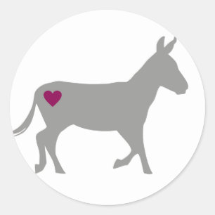 Redonda Círculo de amor de burro Pegatina pequeño