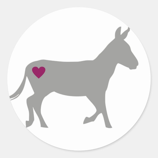Redonda Círculo de amor de burro Pegatina pequeño (Anverso)