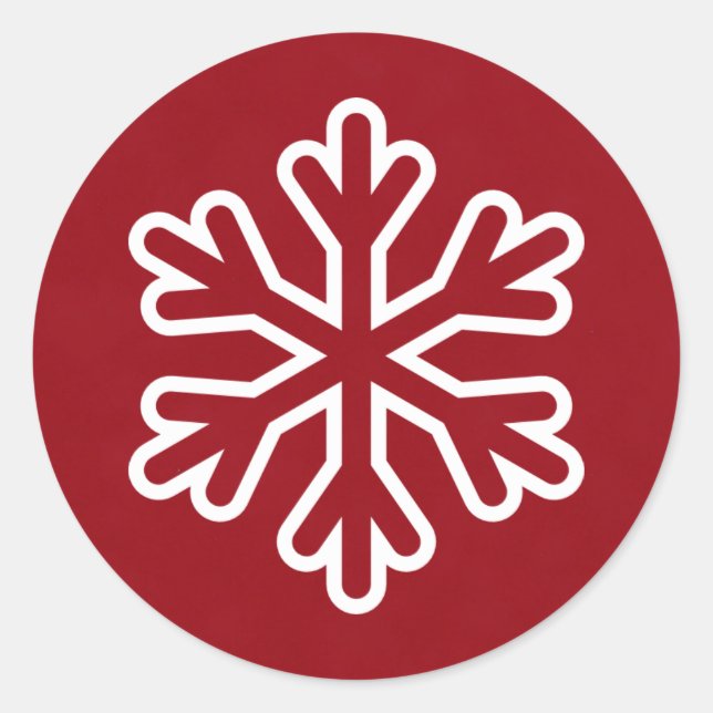 Redonda Círculo de pegatina - Copo de nieve rojo y blanco (Anverso)