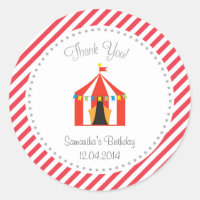 Circus Tent Birthday Gracias Pegatina Red