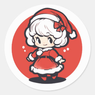Redonda Cita pegatina de Navidad de la señora Claus