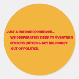 Redonda Citizens United Round Pegatina