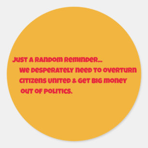 Redonda Citizens United Round Pegatina