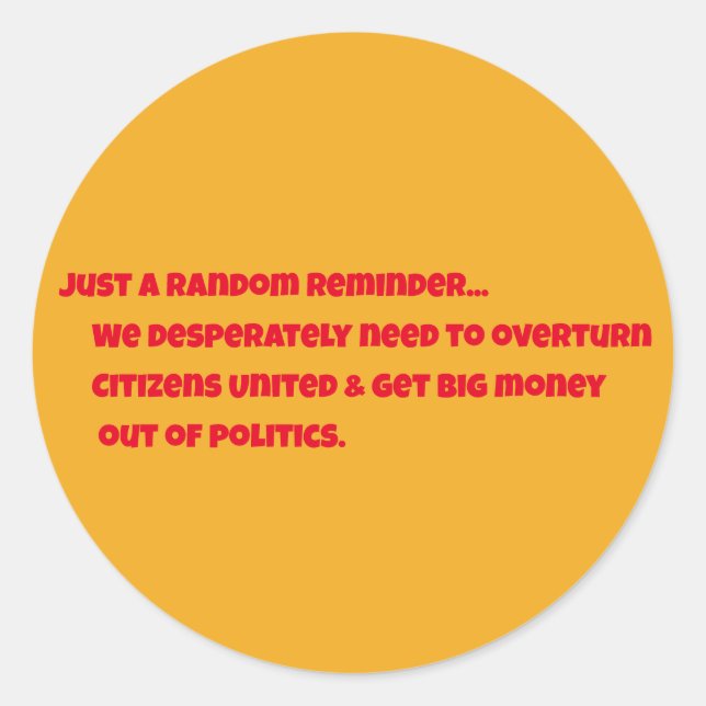 Redonda Citizens United Round Pegatina (Anverso)