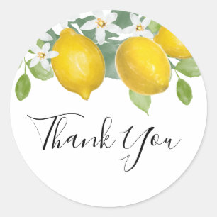 Redonda Citrus Lemon Tema Gracias Favor Pegatina