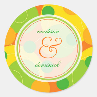 Redonda Citrus Lime Bubbly Mod Dots Summer Boda Pegatina