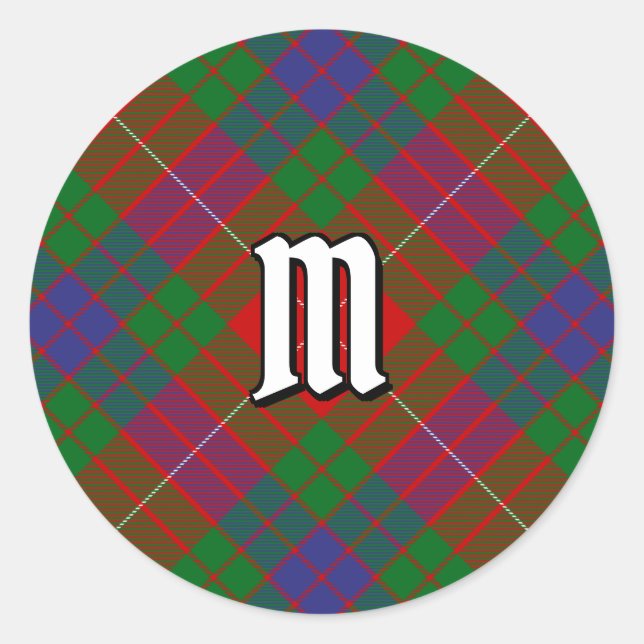 Redonda Clan Fraser Tartan Classic Round Pegatina (Anverso)