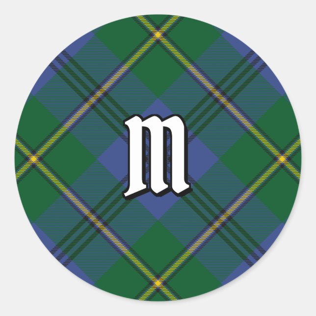 Redonda Clan Johnston Tartan Classic Round Pegatina (Anverso)