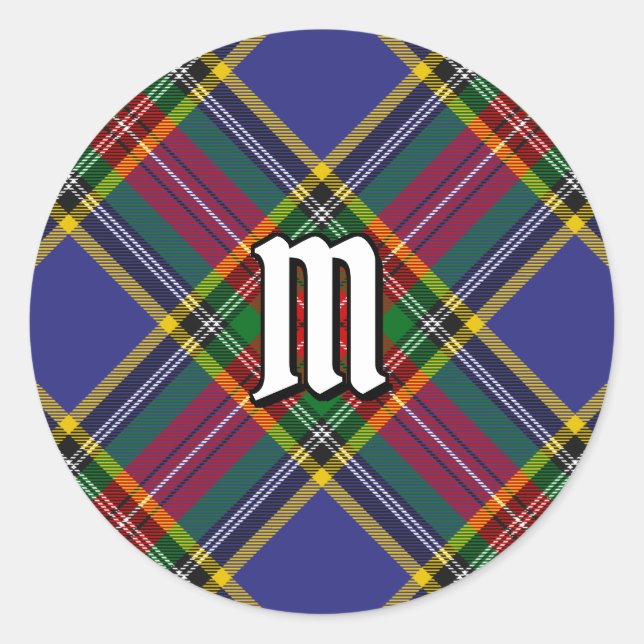 Redonda Clan MacBeth Tartan Classic Round Pegatina (Anverso)