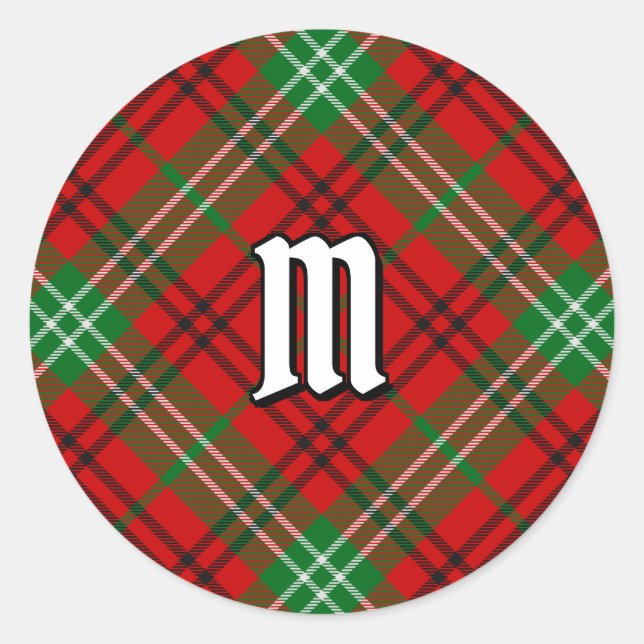 Redonda Clan Morrison Red Tartan Classic Round Pegatina (Anverso)