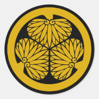 Clan Tokugawa Escudo (Kamon) Pegatina redondo clás