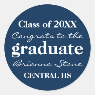 Redonda Clase azul y blanca del Pegatina de graduación 201