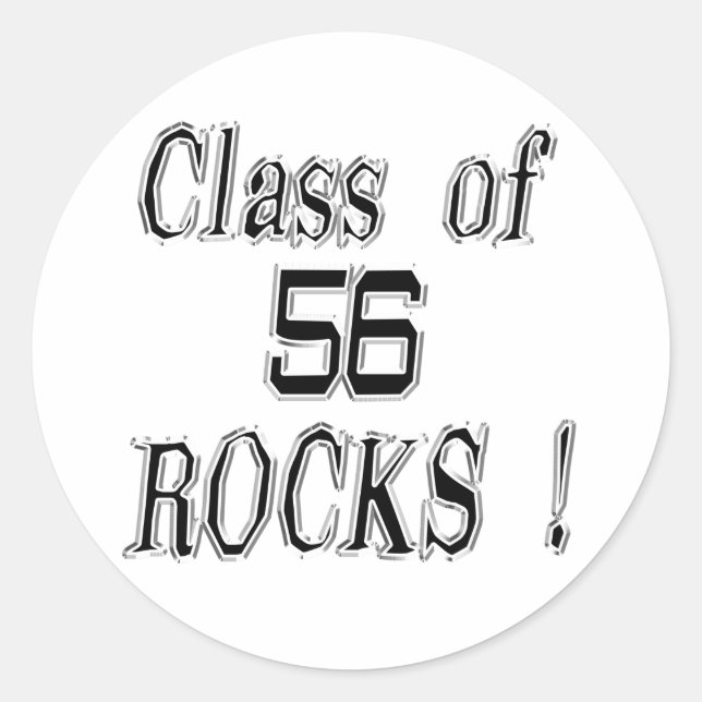Redonda ¡Clase de '56 Rocks! Pegatina (Anverso)