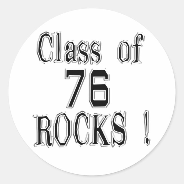 Redonda ¡Clase de '76 Rocks! Pegatina (Anverso)