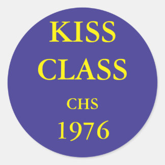 Redonda Clase Kiss, pegatina azul y oro.
