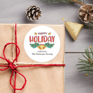 Redonda Clásicas campanas de vacaciones y Pegatina del nom