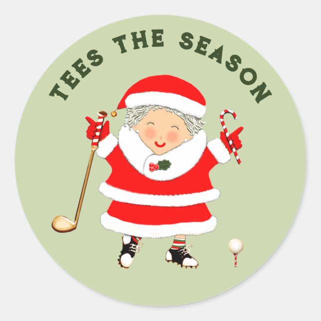Redonda Clásico de Golf Femenino de Navidad Pegatina Redon (Anverso)