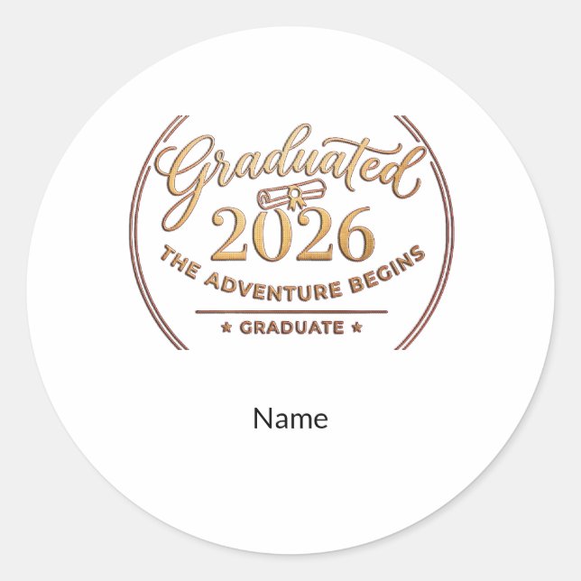 Redonda Class 2026 Gold Foil Sticker / Pegatina Graduación (Anverso)