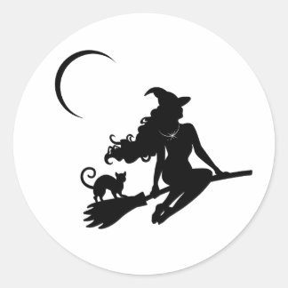 Redonda Classy Witch Halloween Pegatina