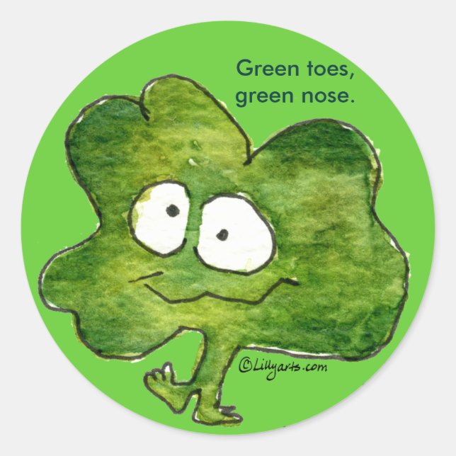Redonda Clover Toes Irish Shamrock Pegatina (Anverso)