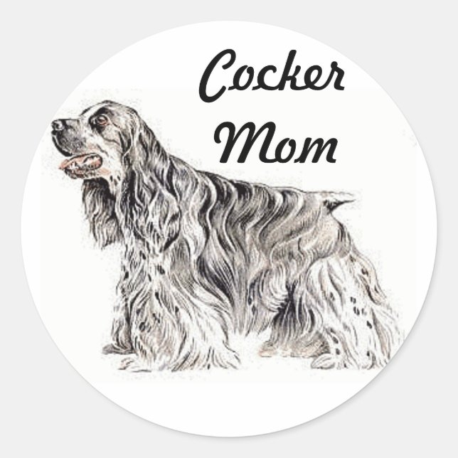 Redonda Cocker Mom, American Cocker Spaniel Pegatina (Anverso)