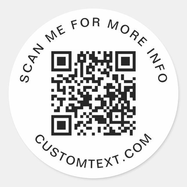 Redonda Código QR moderno y Pegatina redondo de texto pers (Anverso)