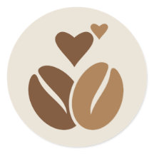 Coffee Bean Love Pegatina - Diseño Cute Café