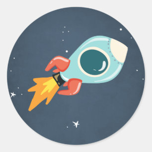 Redonda Cohetes espaciales del Pegatina del espacio ultrat