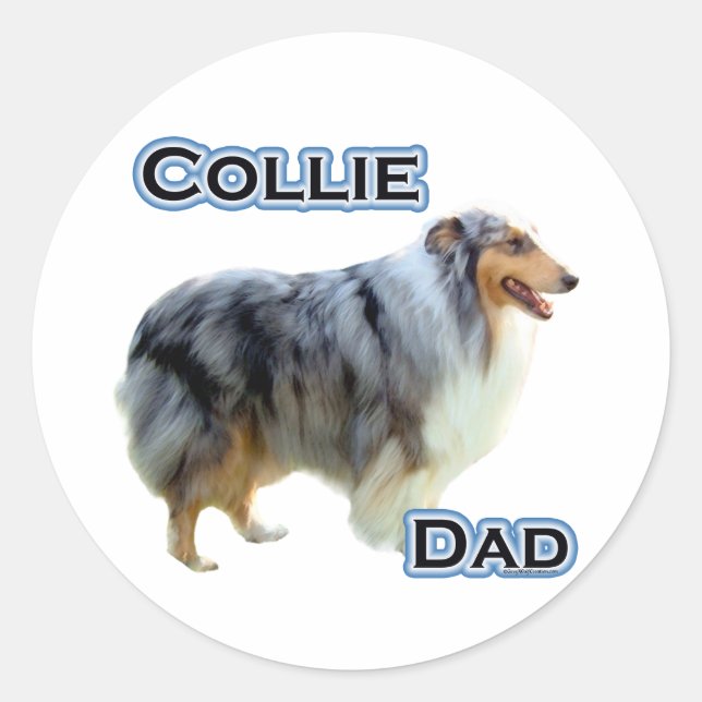 Redonda Collie Dad 4 - Pegatina (Anverso)
