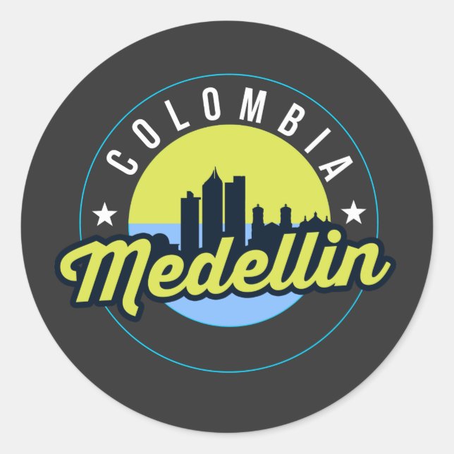 Redonda Colombia Pegatina de Medellín Cityscape (Anverso)