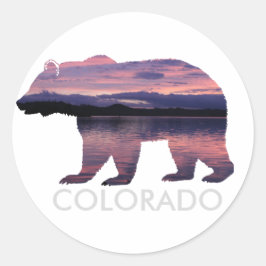 Redonda Colorado Bear | Amanecer | Pegatina de círculo