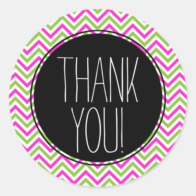 Redonda Colorida Chevron Gracias Pegatina (Anverso)