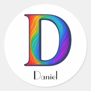 Redonda Colorida Letra inicial D Pegatina