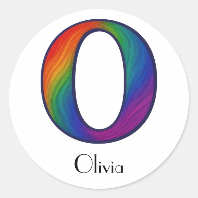 Redonda Colorida Letra Inicial O Pegatina (Anverso)