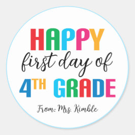 Redonda Colorido cuarto grado Pegatina de escuela