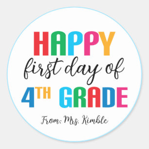 Redonda Colorido cuarto grado Pegatina de escuela