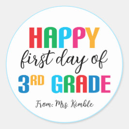 Redonda Colorido Pegatina de tercer grado de la escuela