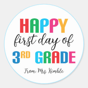 Redonda Colorido Pegatina de tercer grado de la escuela