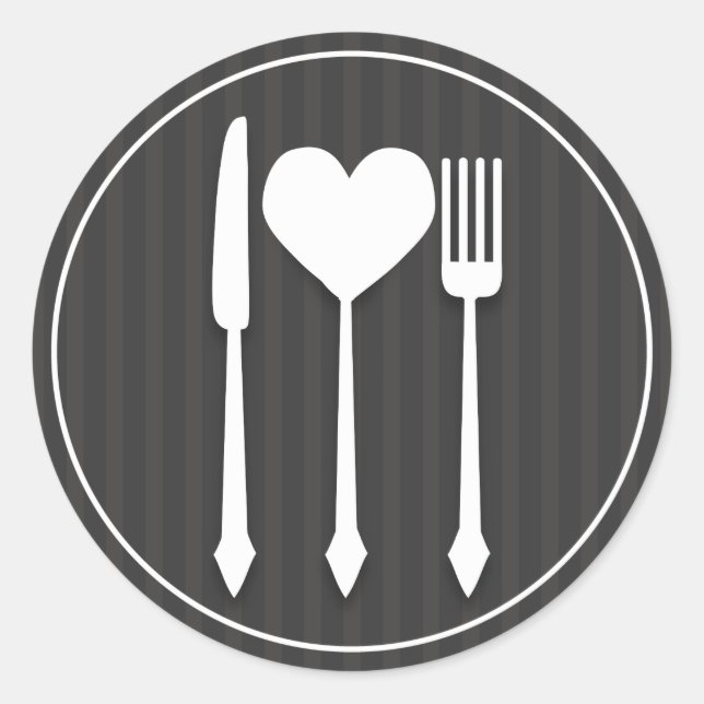Redonda Comer bebida y casarse Pegatina de amor al corazón (Anverso)