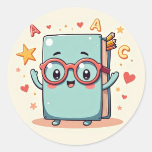 Redonda Compañero de Libro Friki – Pegatina de Libro Kawai
