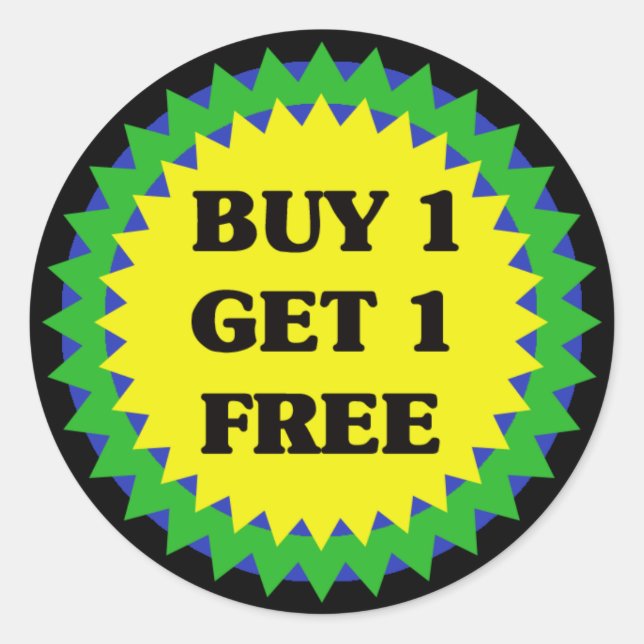 REDONDA COMPRA 1 OBTENER 1 PEGATINA DE VENTA GRATUITA (Anverso)