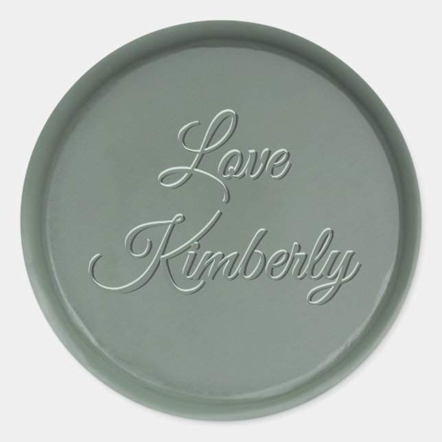 Redonda Con amor Dark Sage Wax Seal Pegatina (Anverso)